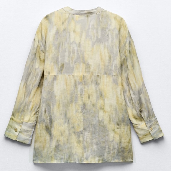 Zara NWT Printed Ramie Blouse - Picture 6 of 17